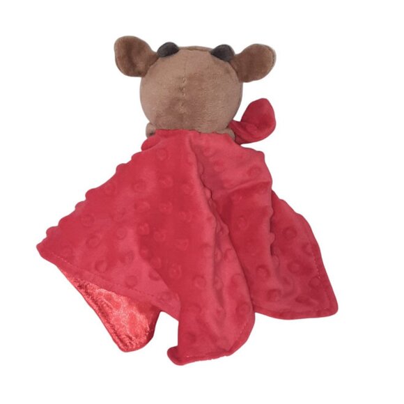 My First Rudolph Red Nosed Reindeer Rattle Minky Dots Lovey Security Blanket - Picture 4 of 5